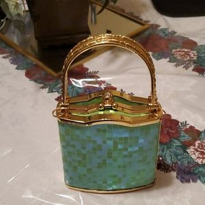 Ladies cocktail green and gold bag